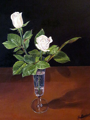 rosas pintura artística al óleo